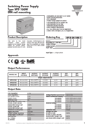 SPD24100 Datasheet PDF Carlo Gavazzi Holding AG