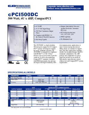 CPCI500DC Datasheet PDF C and D TECHNOLOGIES