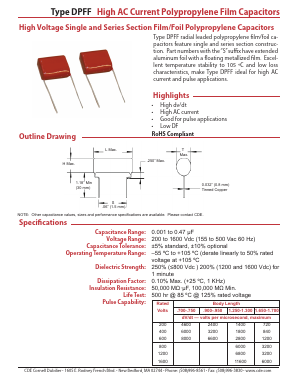 DPFF Datasheet PDF Cornell Dubilier Electronics