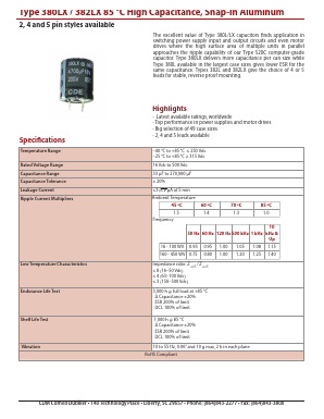 382L333M200N052V Datasheet PDF Cornell Dubilier Electronics