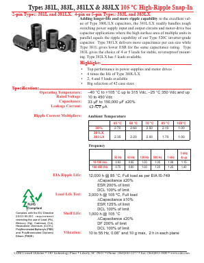 381LX333M016K452 Datasheet PDF Cornell Dubilier Electronics