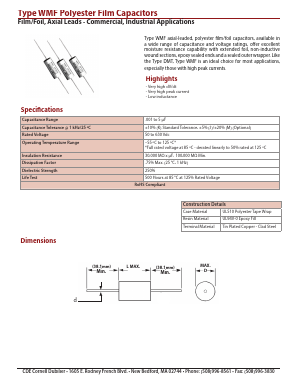 WMF6D1K-F Datasheet PDF Cornell Dubilier Electronics