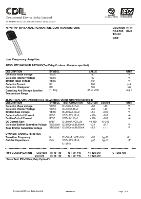 CSA708 Datasheet PDF Continental Device India Limited