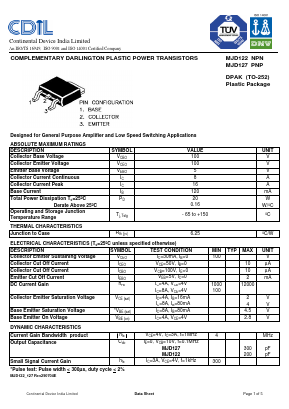 MJD127 Datasheet PDF Continental Device India Limited