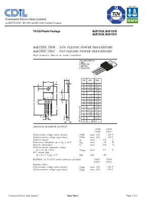 MJE15028 Datasheet PDF Continental Device India Limited