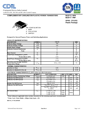 MJD117 Datasheet PDF Continental Device India Limited