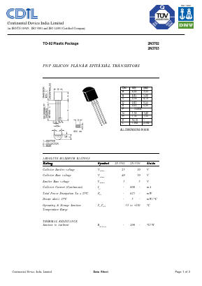 2N3703 Datasheet PDF Continental Device India Limited