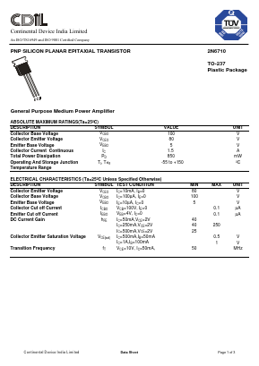 2N6710 Datasheet PDF Continental Device India Limited