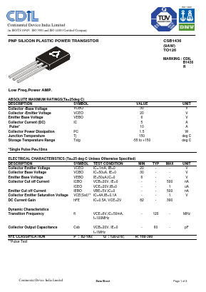 CSB1436 Datasheet PDF Continental Device India Limited