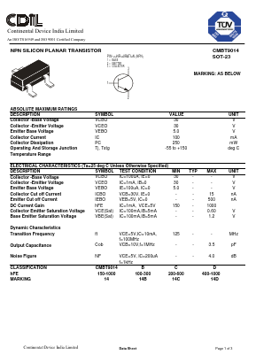 CMBT9014D Datasheet PDF Continental Device India Limited