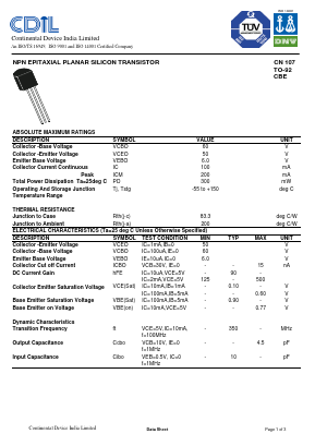 CN107 Datasheet PDF Continental Device India Limited