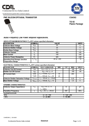 CSA562 Datasheet PDF Continental Device India Limited