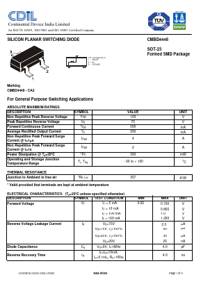 CMBD4448 Datasheet PDF Continental Device India Limited