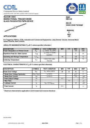 DIACDB3-22 Datasheet PDF Continental Device India Limited