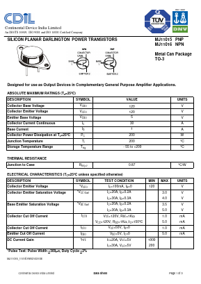 MJ11015 Datasheet PDF Continental Device India Limited