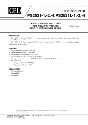 PS2521-1 Datasheet PDF California Eastern Laboratories.