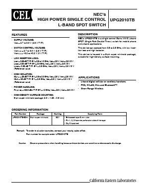 UPG2010TB Datasheet PDF California Eastern Laboratories.
