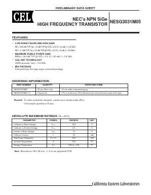 NESG3031M05 Datasheet PDF California Eastern Laboratories.