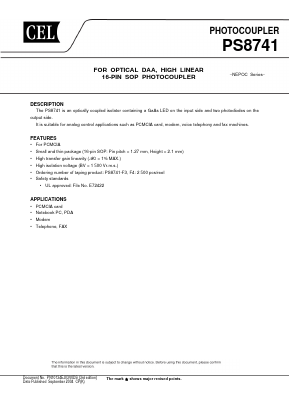 PS8741 Datasheet PDF California Eastern Laboratories.