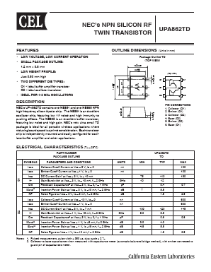 UPA862TD Datasheet PDF California Eastern Laboratories.