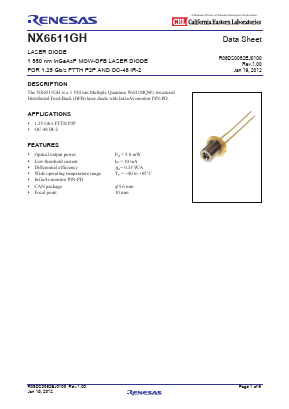 NX6511GH-AZ Datasheet PDF California Eastern Laboratories.