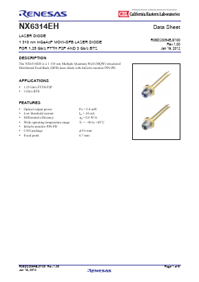 NX6314EH Datasheet PDF California Eastern Laboratories.