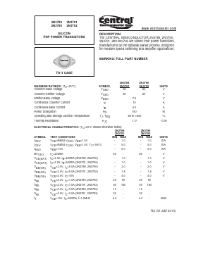 2N3791 Datasheet PDF Central Semiconductor Corp