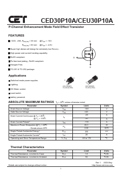 CED30P10A Datasheet PDF CET-MOS Technology Corp.