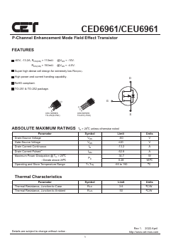 CEU6961 Datasheet PDF CET-MOS Technology Corp.