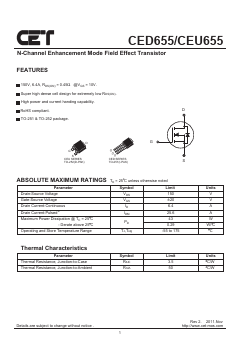 CEU655 Datasheet PDF CET-MOS Technology Corp.