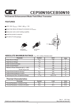 CEP50N10 Datasheet PDF CET-MOS Technology Corp.