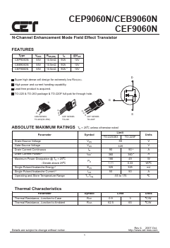 CEP9060N Datasheet PDF CET-MOS Technology Corp.