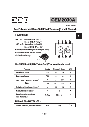 CEM2030A Datasheet PDF Chino-Excel Technology