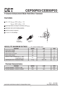 CEP50P03 Datasheet PDF Chino-Excel Technology