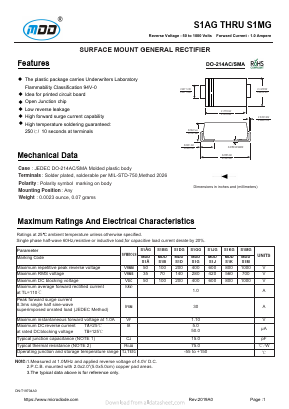 S1AG Datasheet PDF Jiangsu Yutai Electronics Co., Ltd
