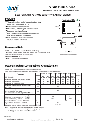 SL32B Datasheet PDF Jiangsu Yutai Electronics Co., Ltd