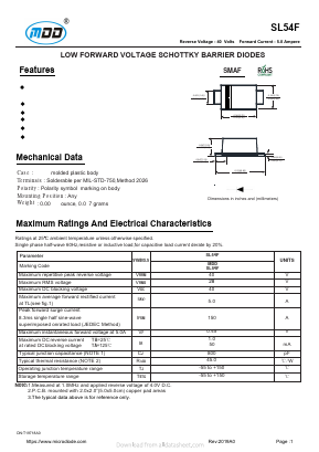 SL54F Datasheet PDF Jiangsu Yutai Electronics Co., Ltd