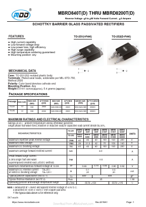 MBRD8100T Datasheet PDF Jiangsu Yutai Electronics Co., Ltd