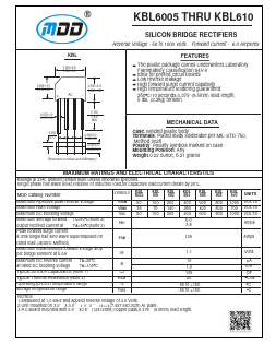 KBL6005 Datasheet PDF Jiangsu Yutai Electronics Co., Ltd