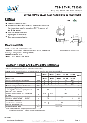 TB120S Datasheet PDF Jiangsu Yutai Electronics Co., Ltd