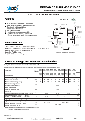 MBR3070CT Datasheet PDF Jiangsu Yutai Electronics Co., Ltd