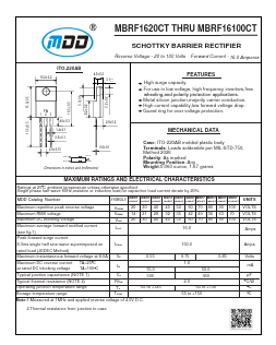 MBRF1670CT Datasheet PDF Jiangsu Yutai Electronics Co., Ltd