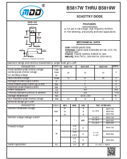 B5817W Datasheet PDF Jiangsu Yutai Electronics Co., Ltd