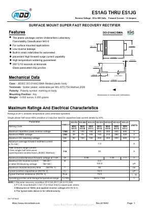ES1CG Datasheet PDF Jiangsu Yutai Electronics Co., Ltd