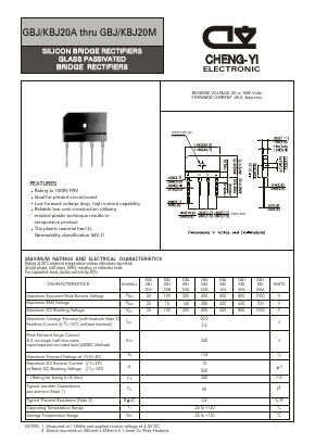 GBJ20D Datasheet PDF CHENG-YI ELECTRONIC CO., LTD.