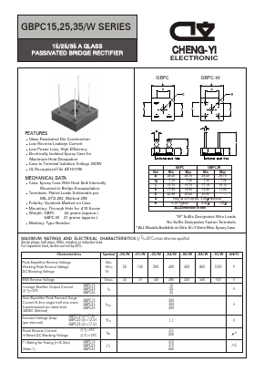 GBPC2501 Datasheet PDF CHENG-YI ELECTRONIC CO., LTD.