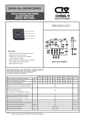 GBU6A Datasheet PDF CHENG-YI ELECTRONIC CO., LTD.