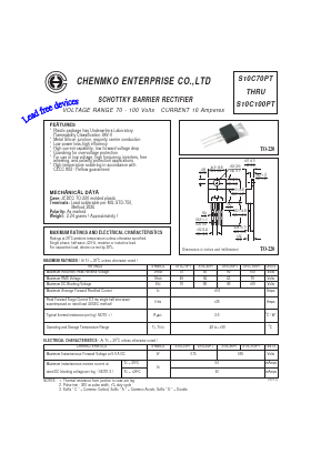 S10C80PT Datasheet PDF CHENMKO CO., LTD.