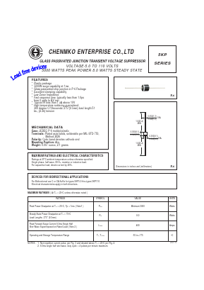 5KP100PT Datasheet PDF CHENMKO CO., LTD.