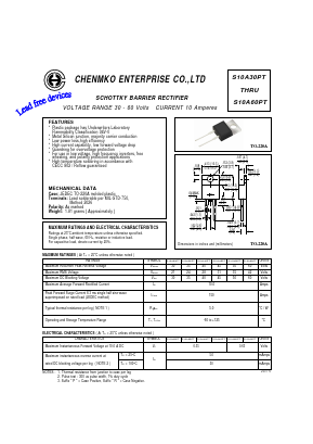 S10A45PT Datasheet PDF CHENMKO CO., LTD.